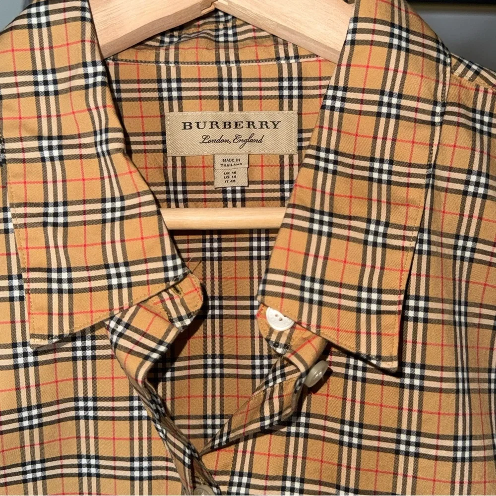 Burberry London England Classic Vintage Check Button Up Shirt Womens 14 EUC - Picture 6 of 13